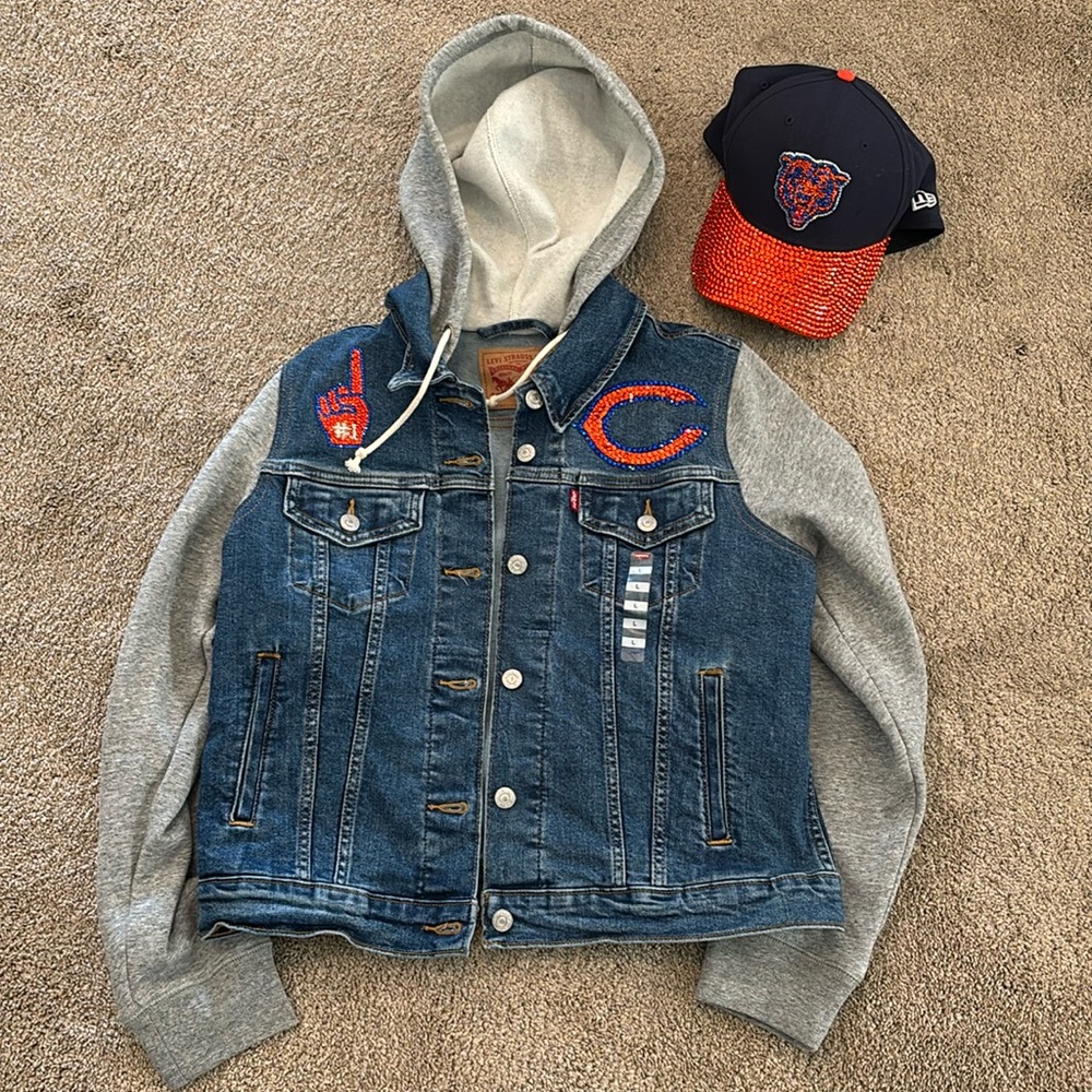 Chicago Bears BLING Jean Jacket & Hat